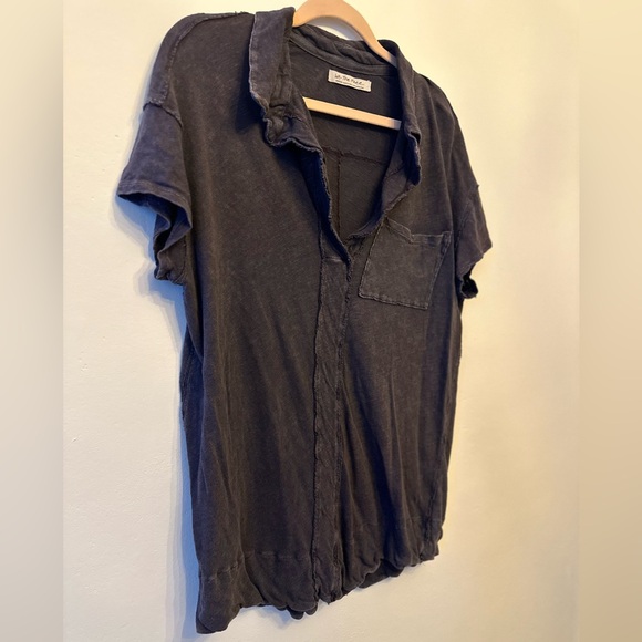 Free People “We The Free” Distressed Top Deep Purple, Linen Blend-Medium - Picture 3 of 7